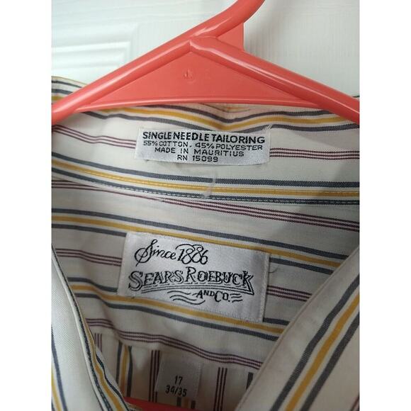 Sears Roebuck Men's 2X* Vintage Button Striped Shirt 17 34/35 Single Needle - Picture 2 of 14